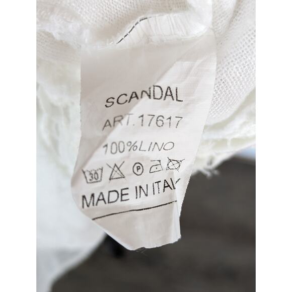 Scandal Italy Blouse Top Linen Embroidered Lace Gauzy Boho Summer White Size M - Picture 7 of 10